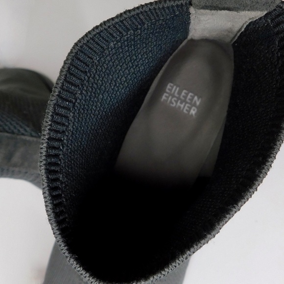 EILEEN FISHER Jude Graphite Gray Boots Textured Recycled Stretch Size 10 - Picture 8 of 12